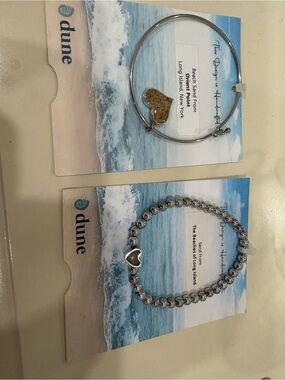 Dune Silver Heart Charm Bracelets - Set of 2